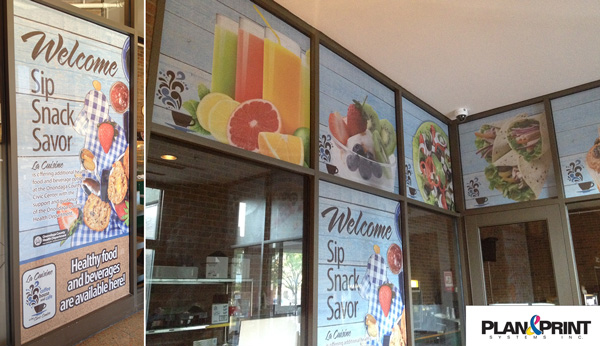 Window Graphics Display for Syracuse Cafe from Plan and Print near Syracuse NY